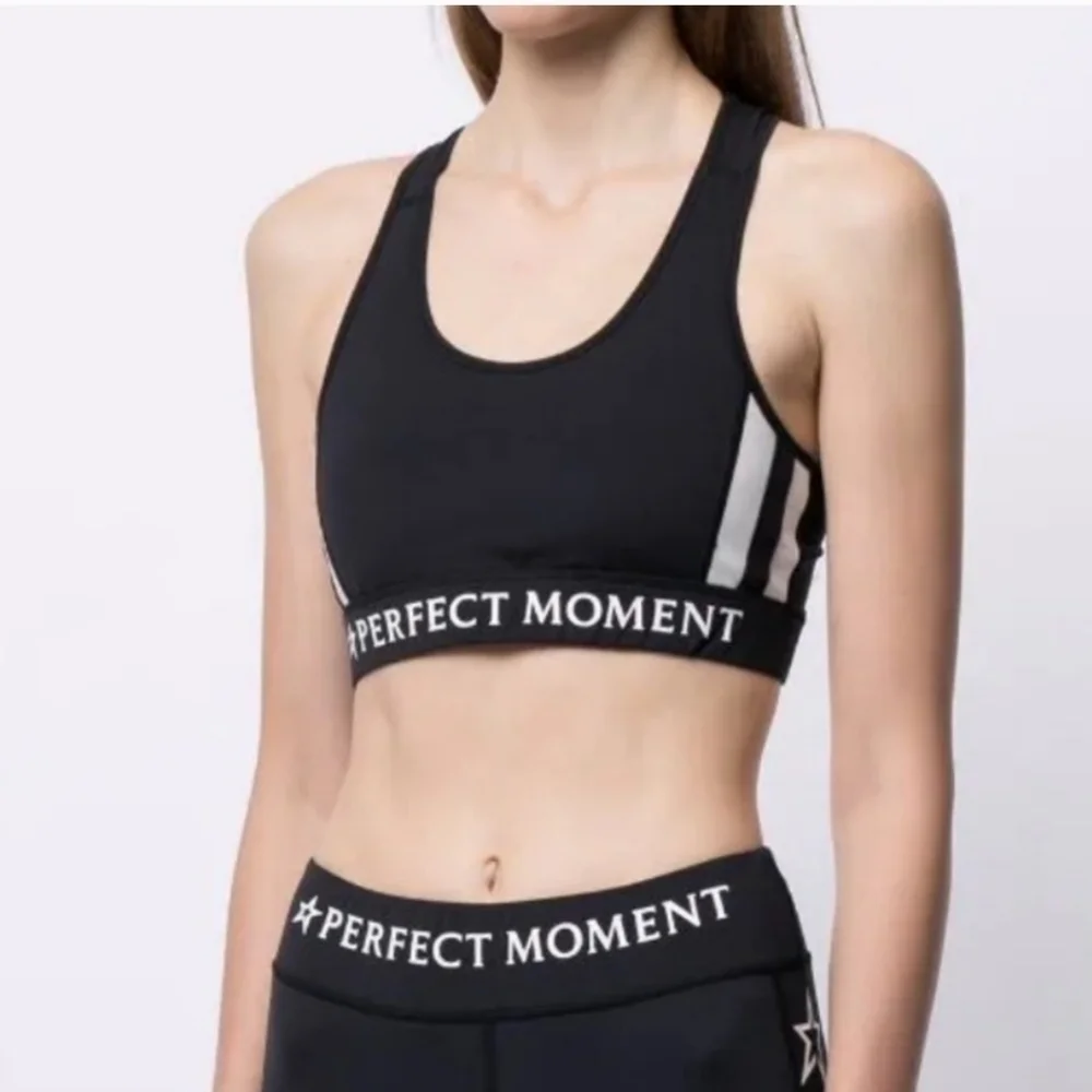 New Perfect Moment Stripes Stars Black/White Sports Bra Medium NWT